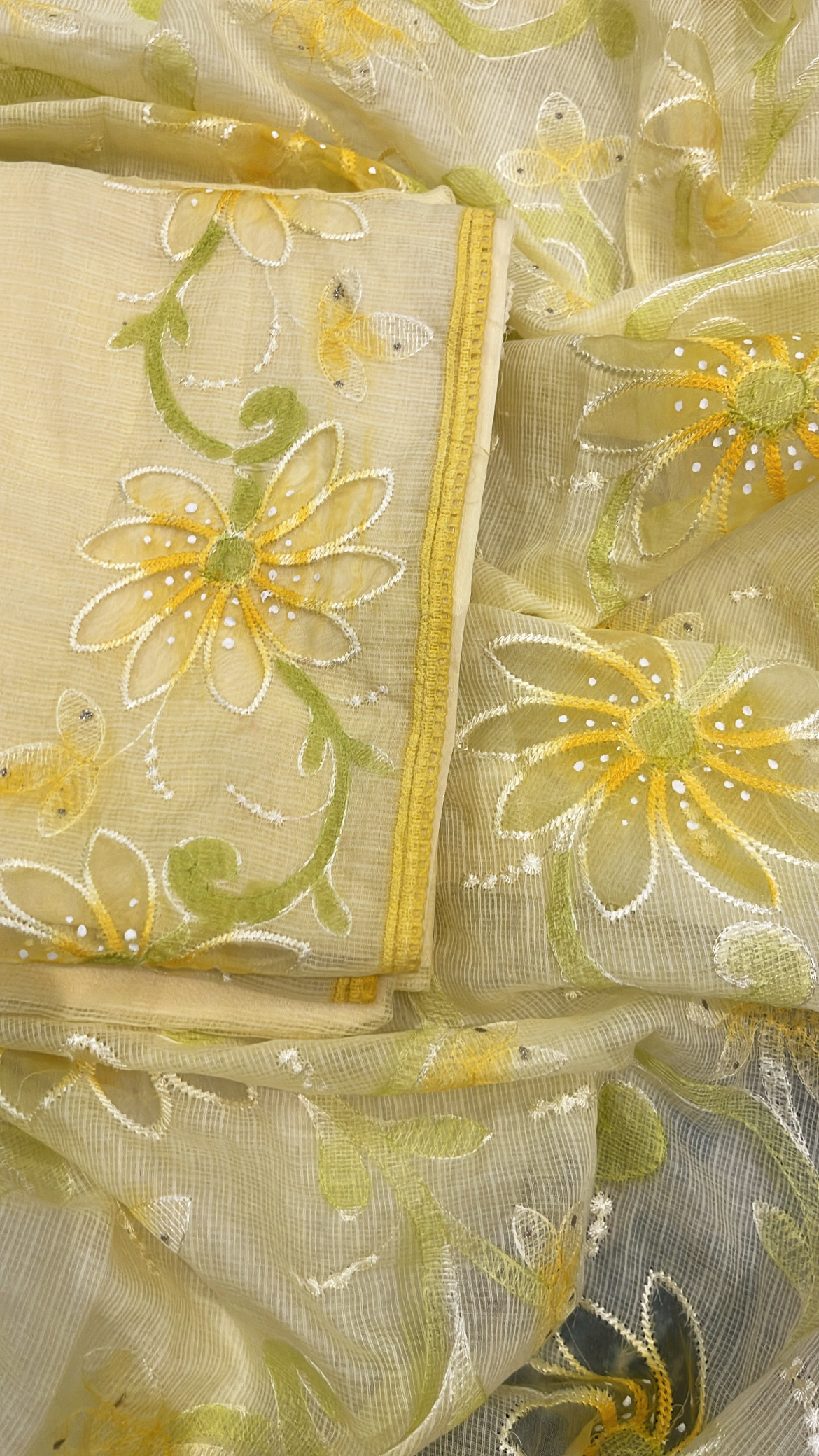 Sunshine Yellow Embroidered Cotton Suit