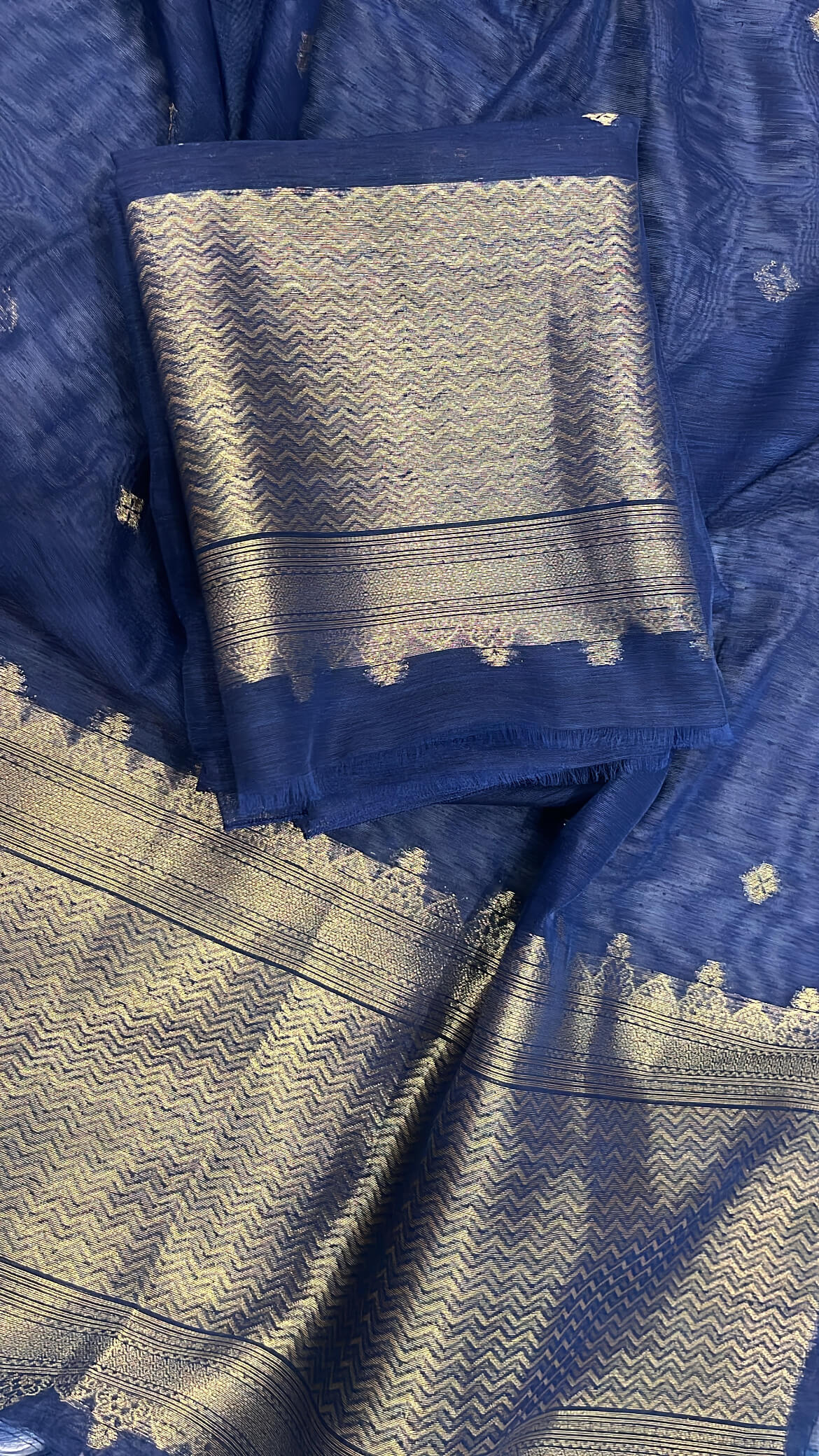 Navy Blue Banarsi Silk with Zari Weave