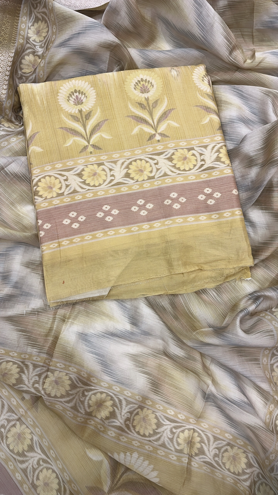 Nude Mustard Calcutta Silk Suit