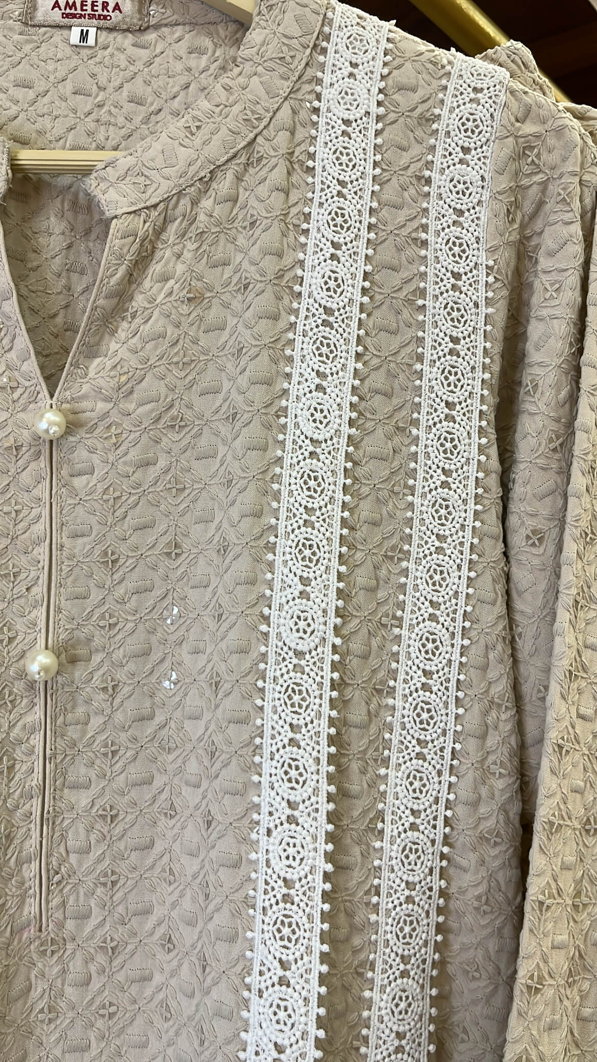 Beige Pink Lacey Co-ord Set