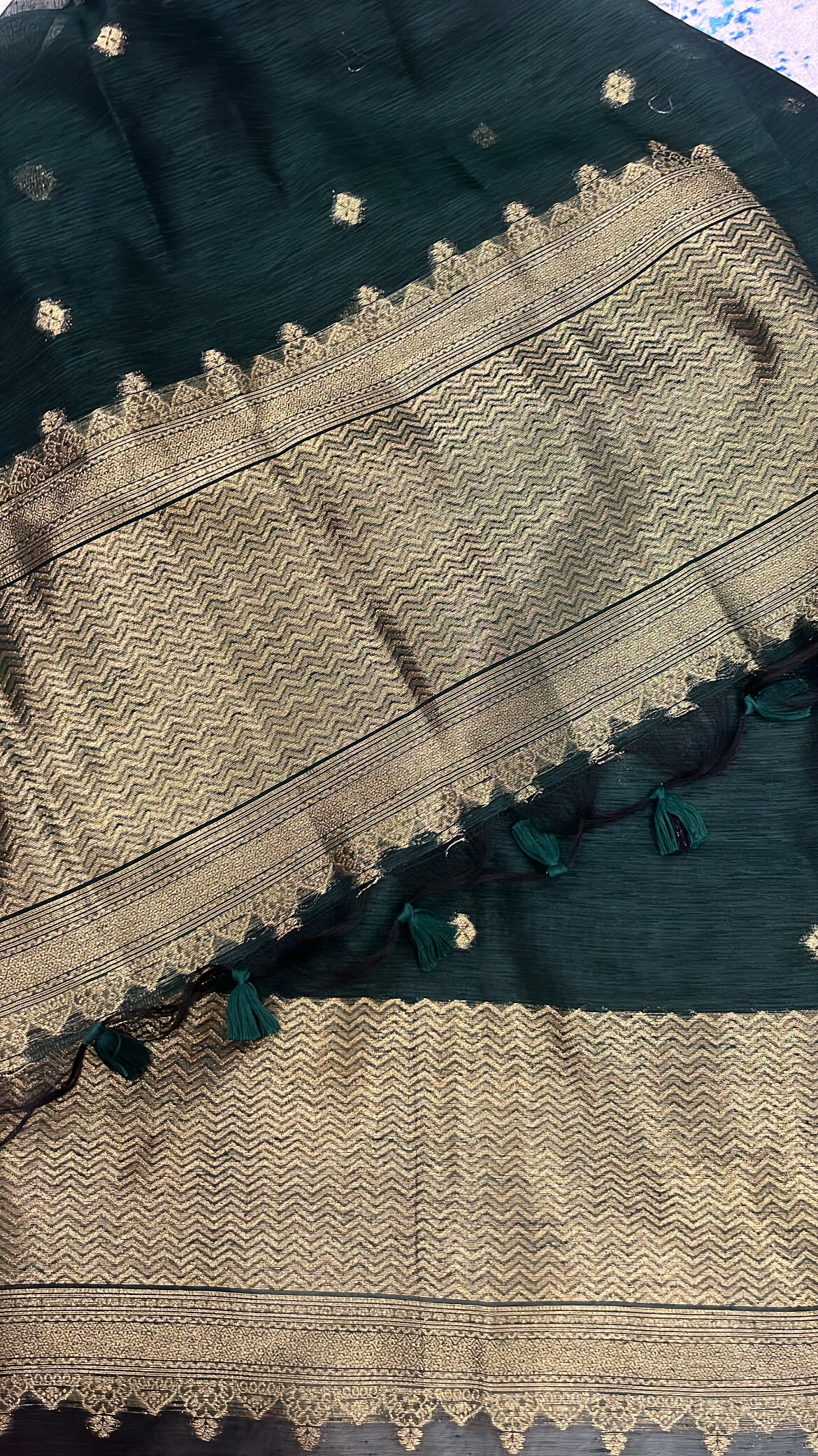 Bottle Green Banarsi Silk with Zari Weave