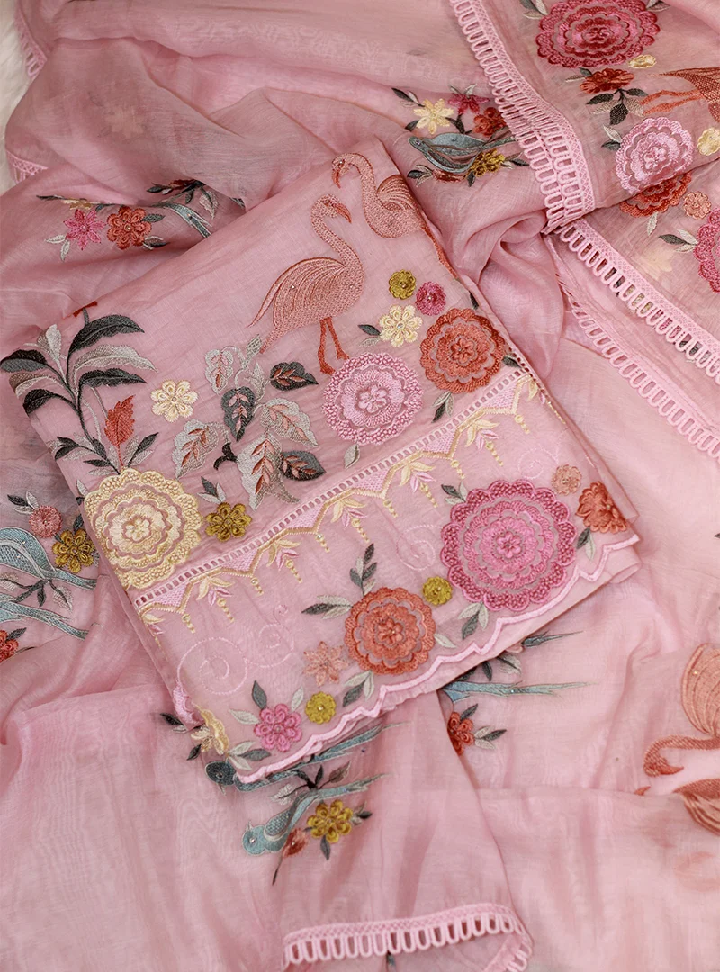 Pure Mul Cotton with Parsi Resham Thread Work