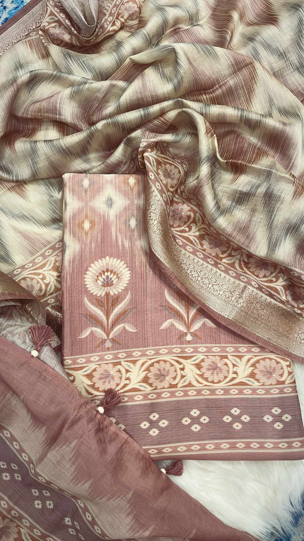Dusky Pink Calcutta Silk Suit