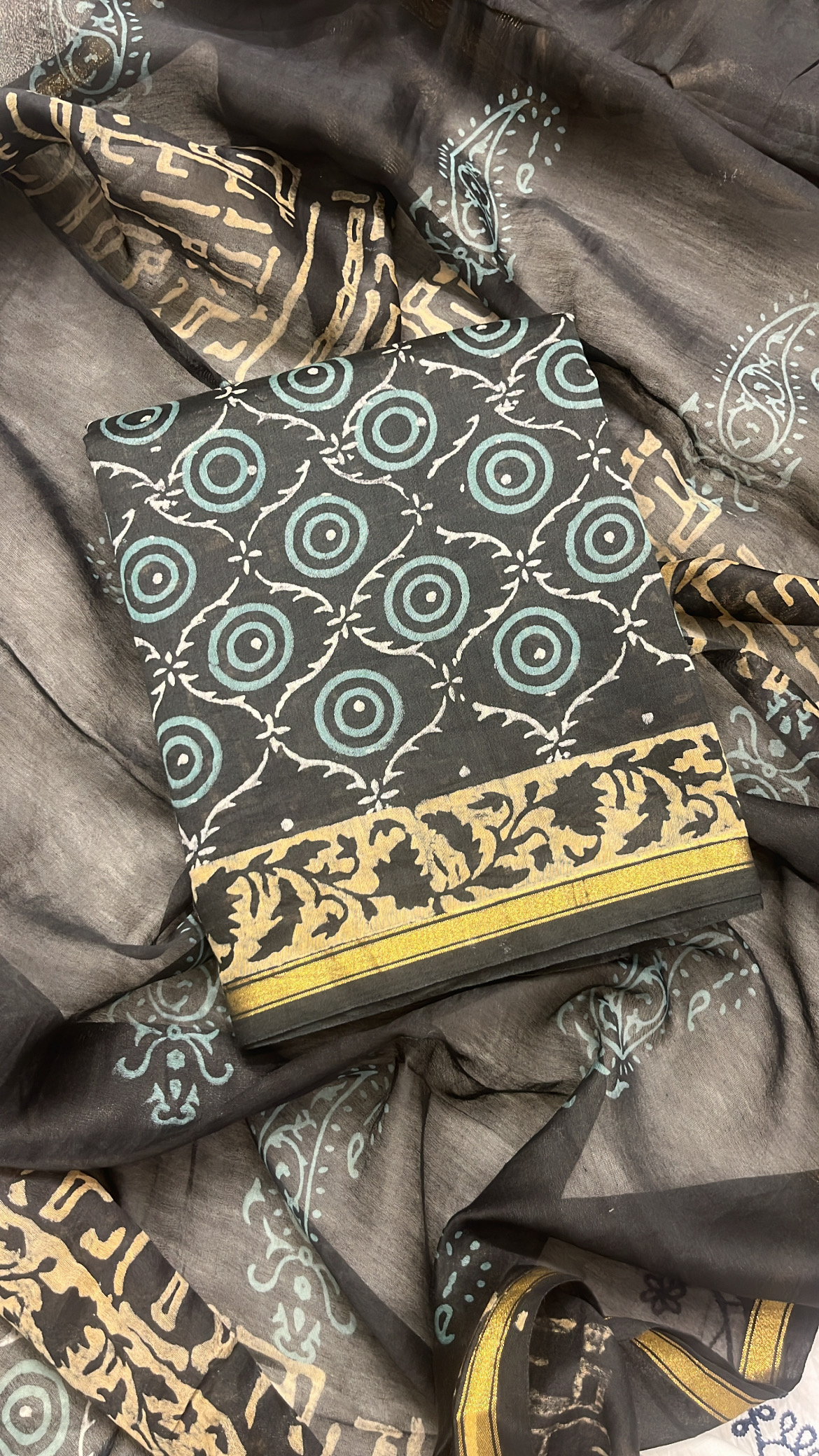 Black Maheshwari Silk Suit