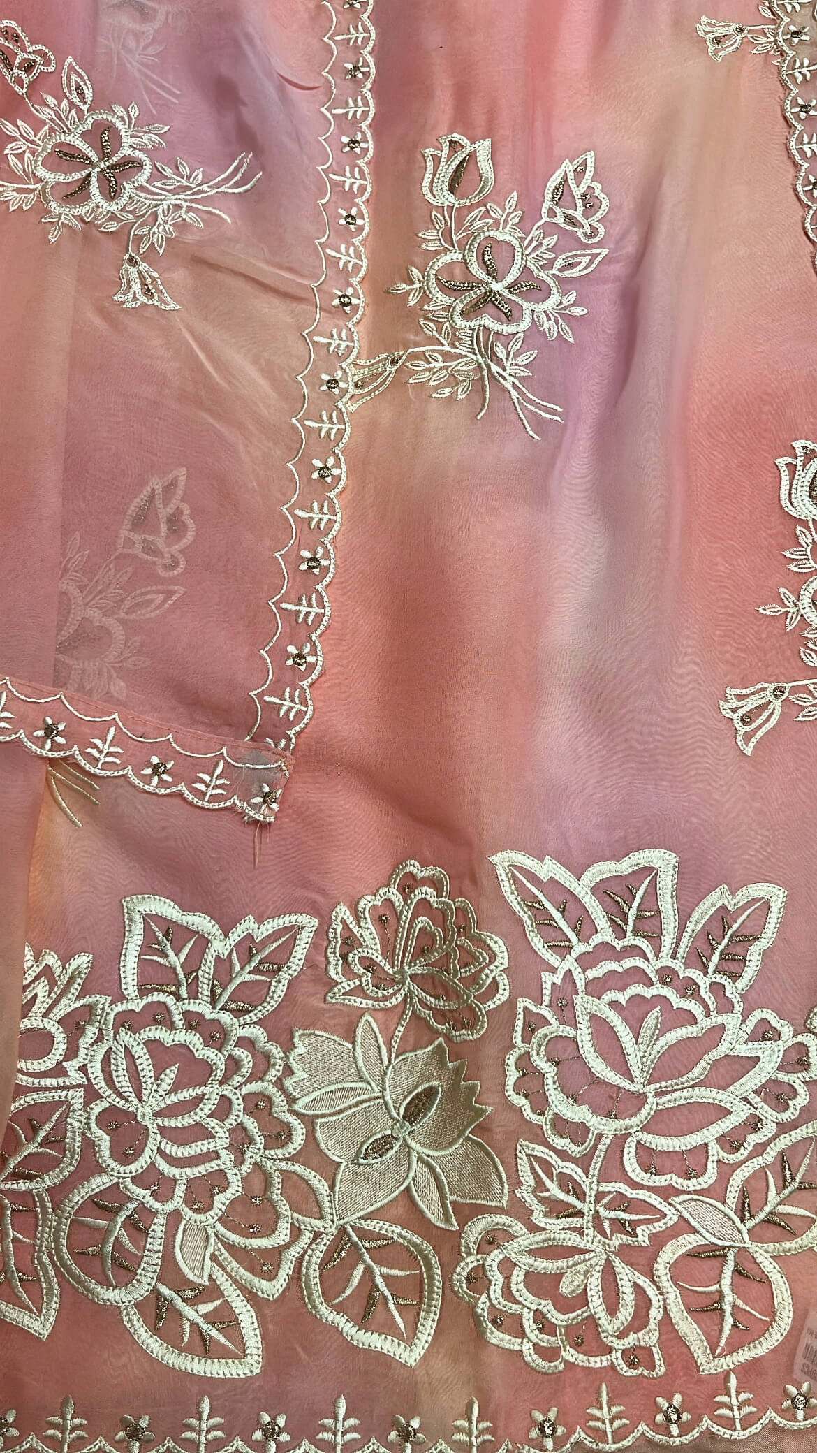 Ombre Pink Soft organza with Thread work