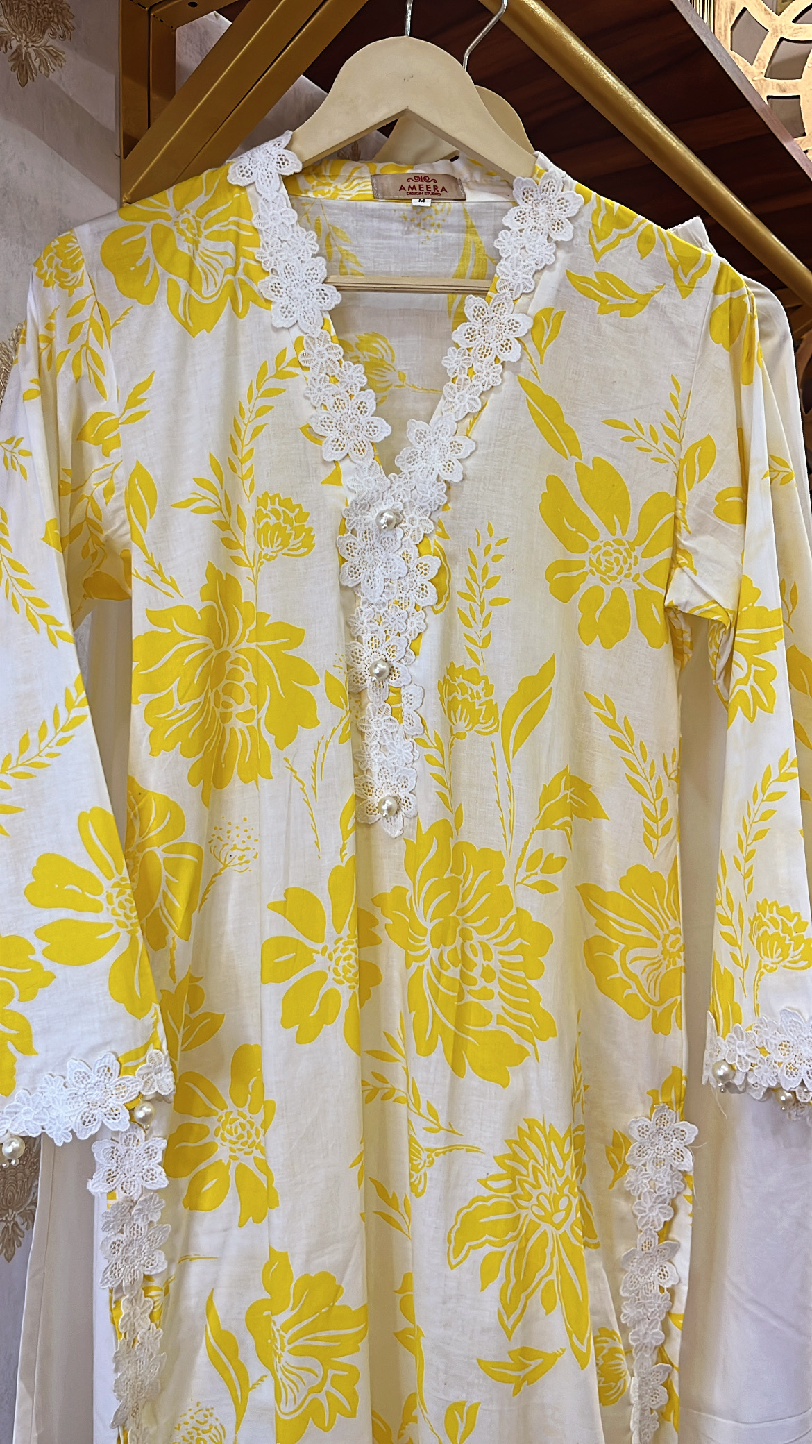 Yellow Floral Printed Kurta Set
