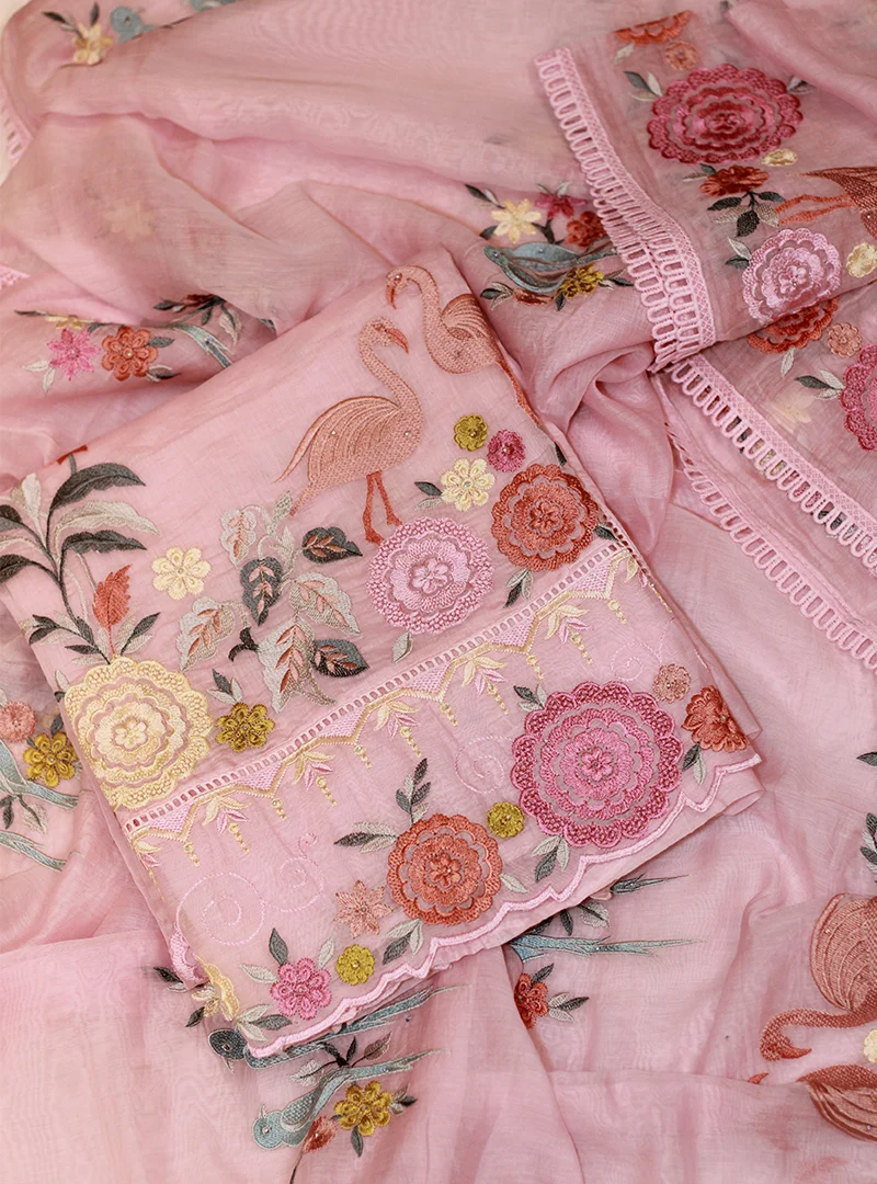 Pure Mul Cotton with Parsi Resham Thread Work