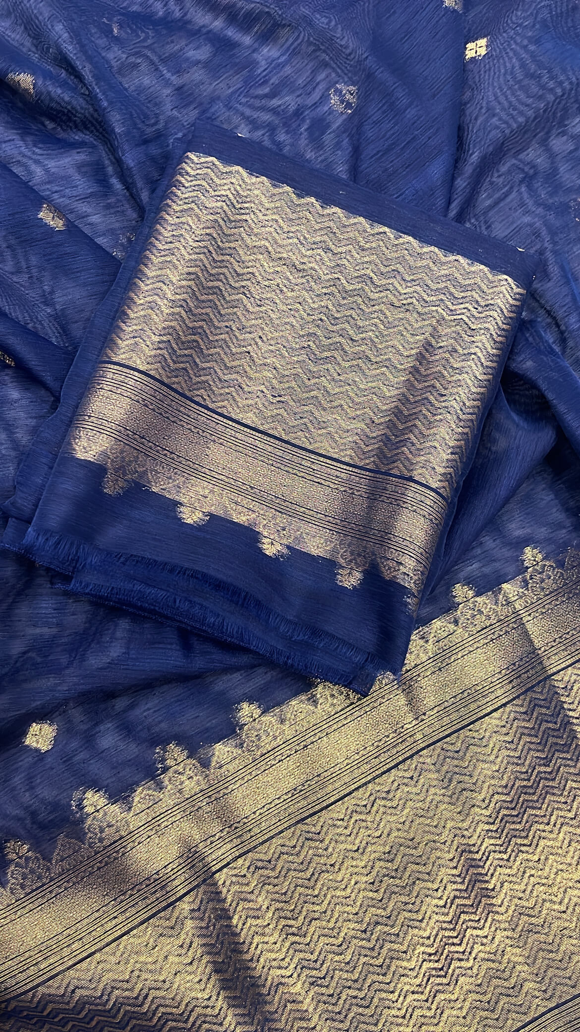 Navy Blue Banarsi Silk with Zari Weave