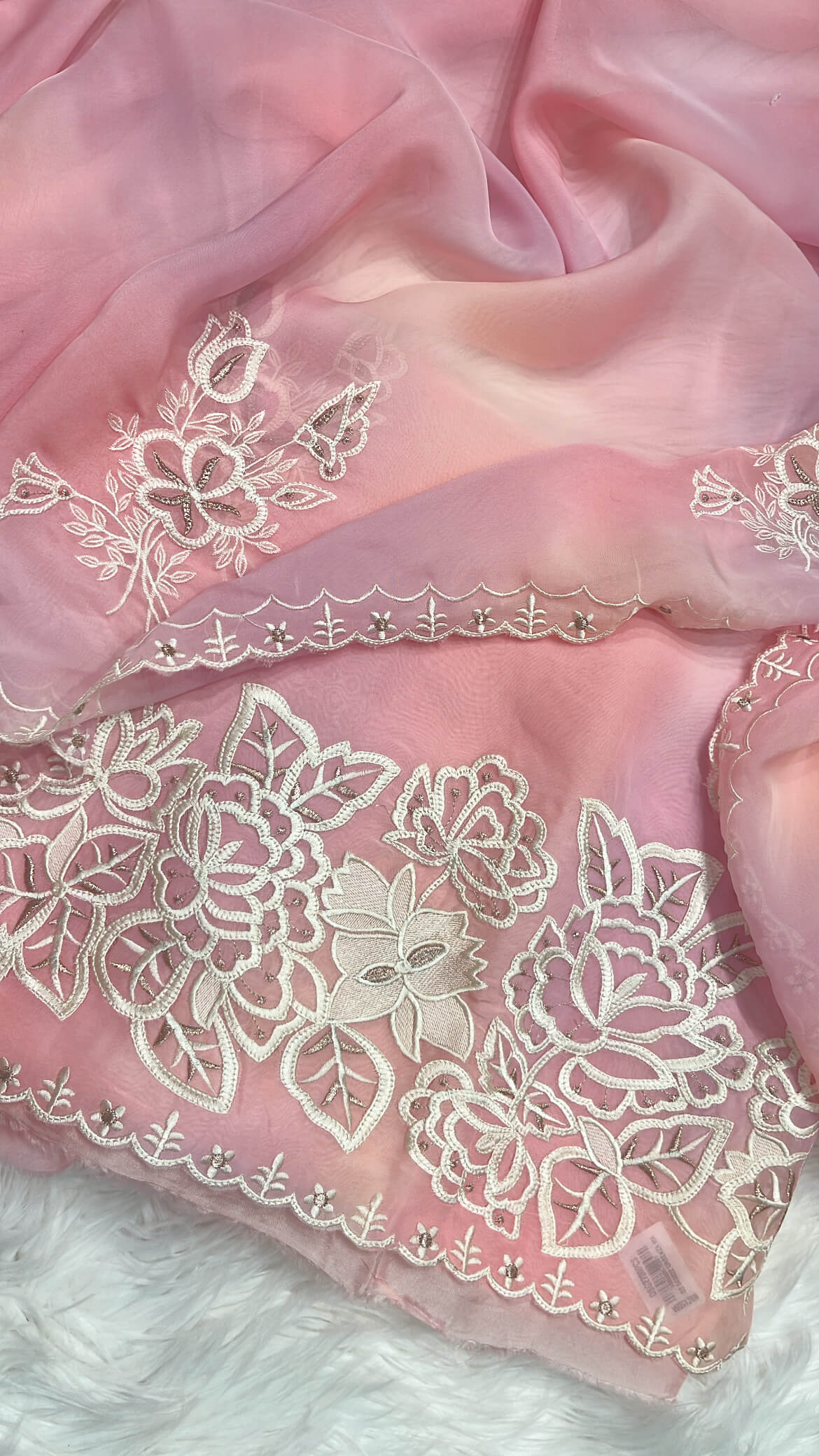 Ombre Pink Soft organza with Thread work