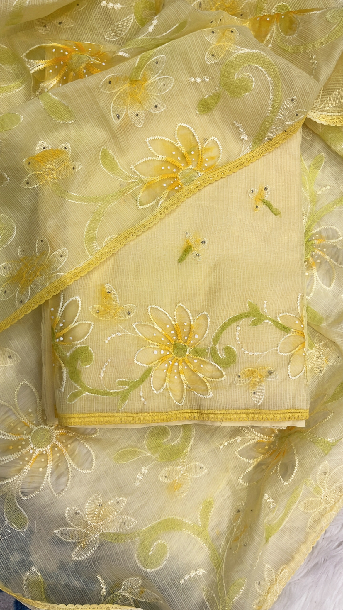 Sunshine Yellow Embroidered Cotton Suit