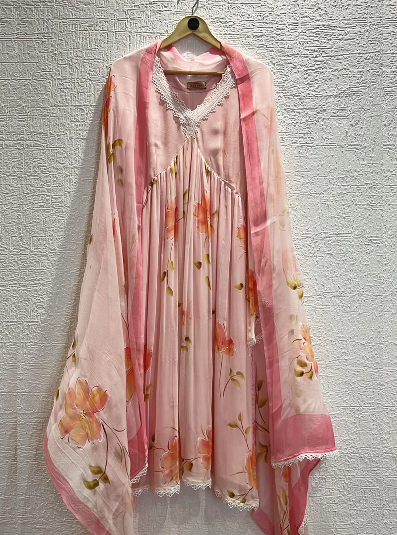 Soft Pink Handpainted Suit