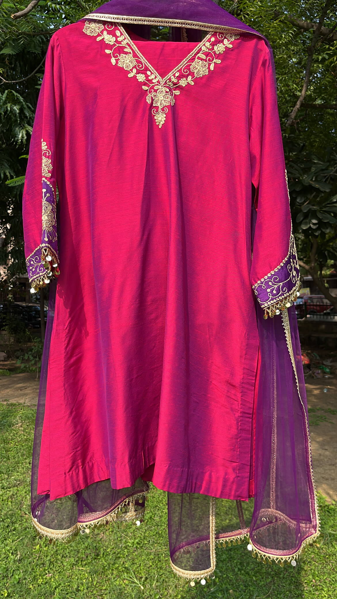Raw Silk Fuchsia Co-ord Set
