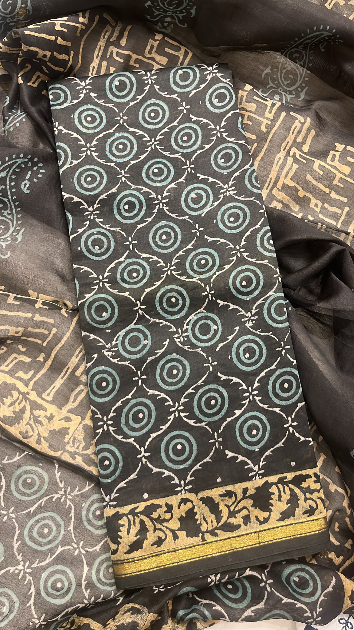 Black Maheshwari Silk Suit