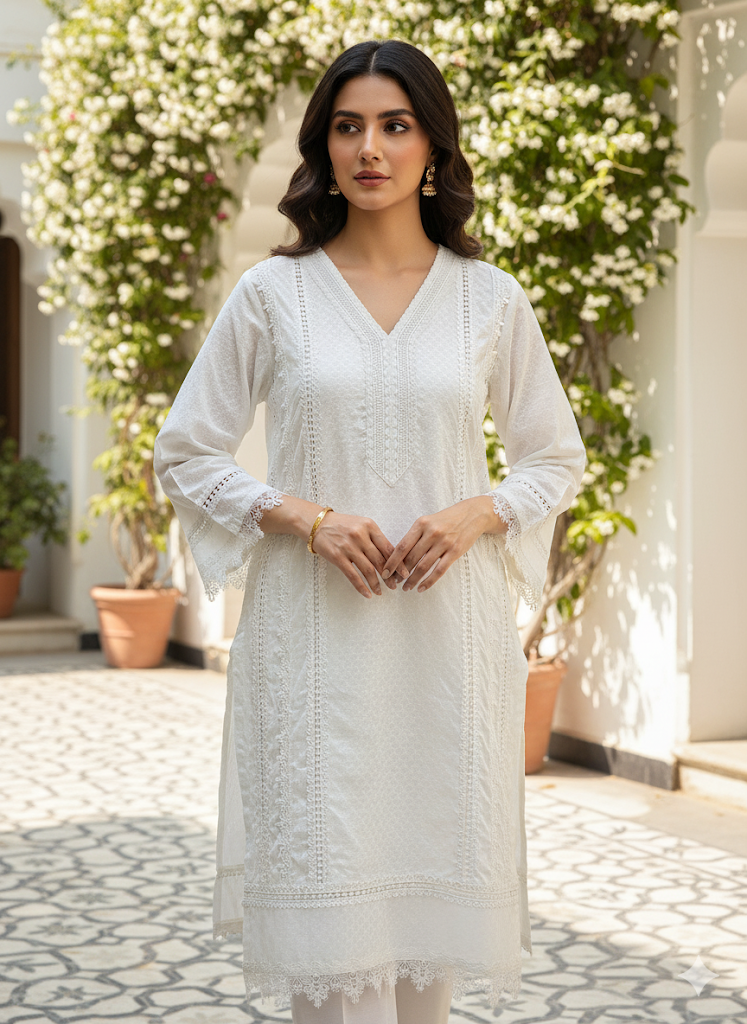 White Lacey Kurta Set