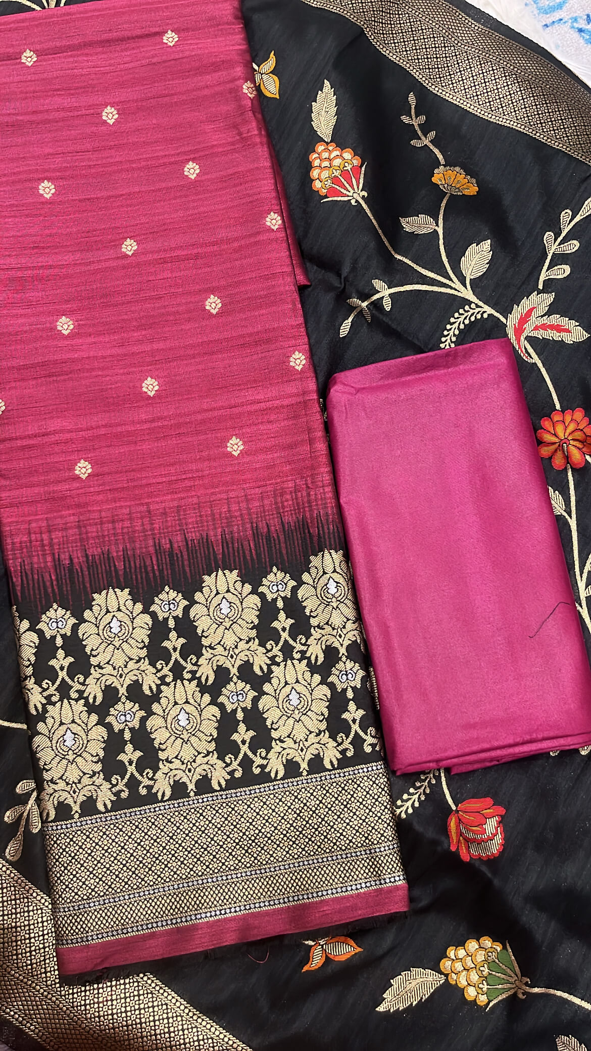Wine Jamdani Banarsi Silk Suit