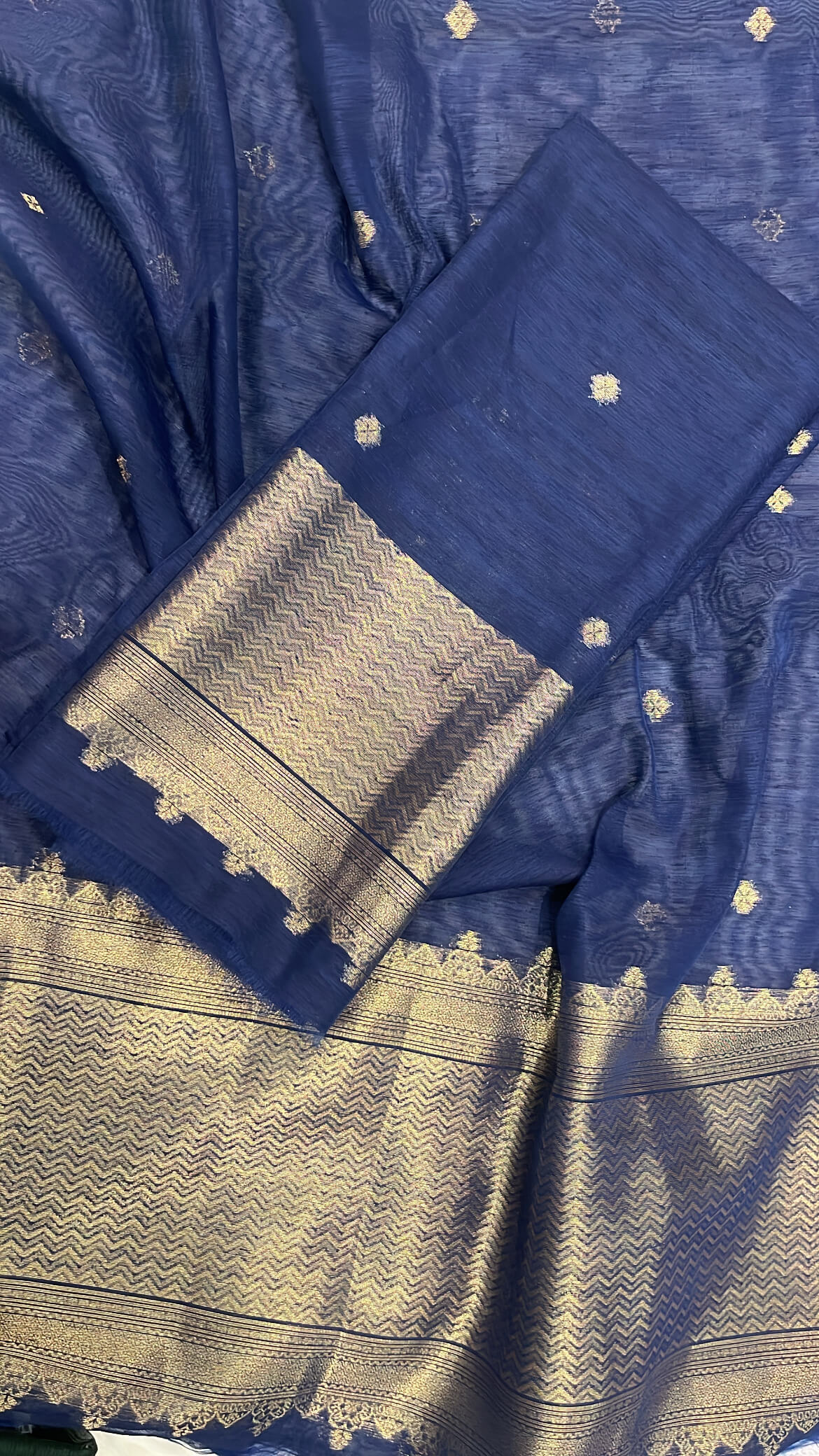 Navy Blue Banarsi Silk with Zari Weave