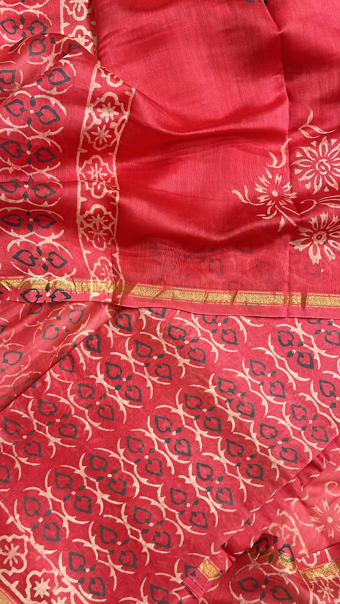 Coral Red Maheshwari Silk Suit