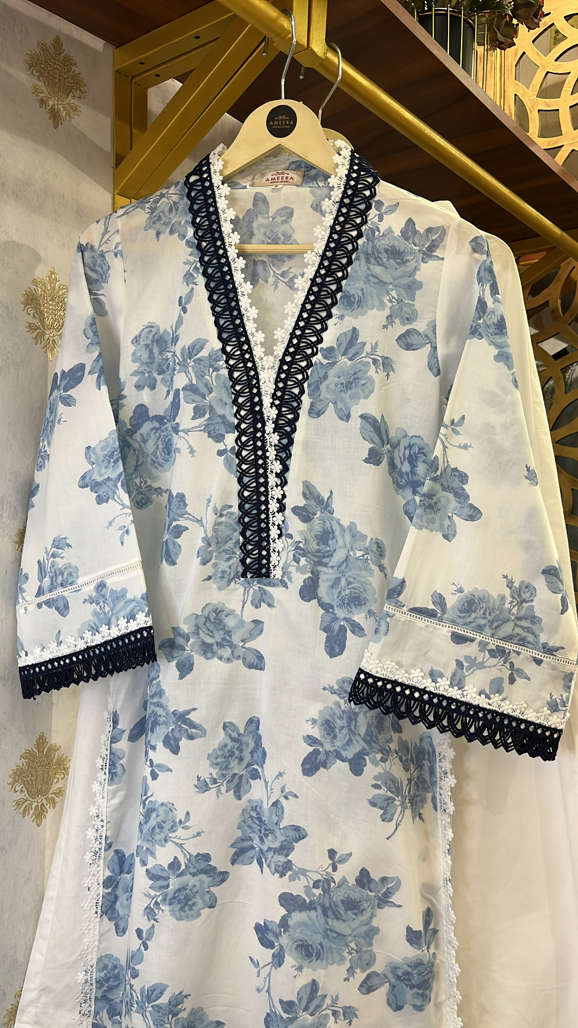 Blue Hydrangea Kurta Set