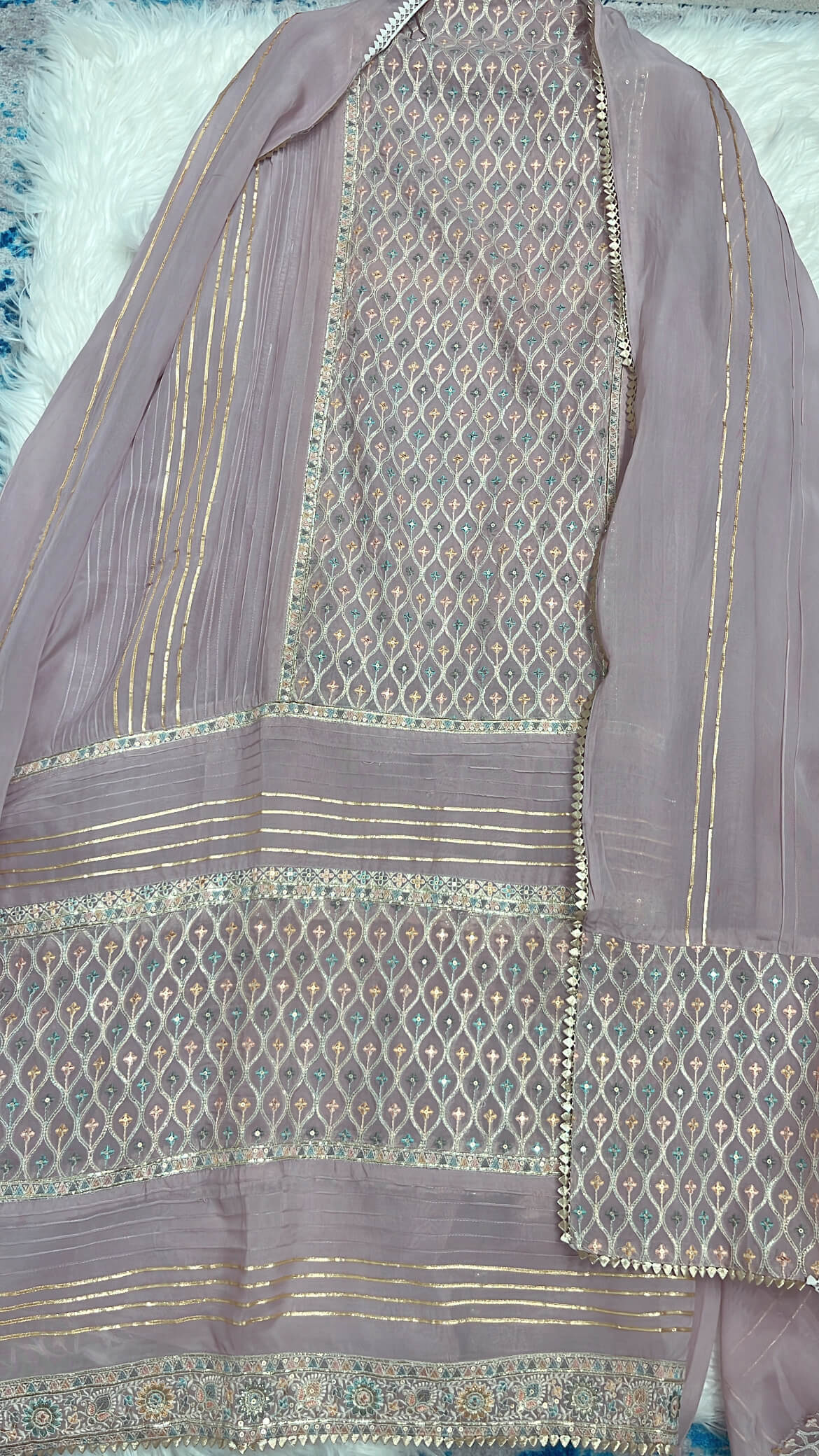 Onion Pink Soft Organza Suit 
