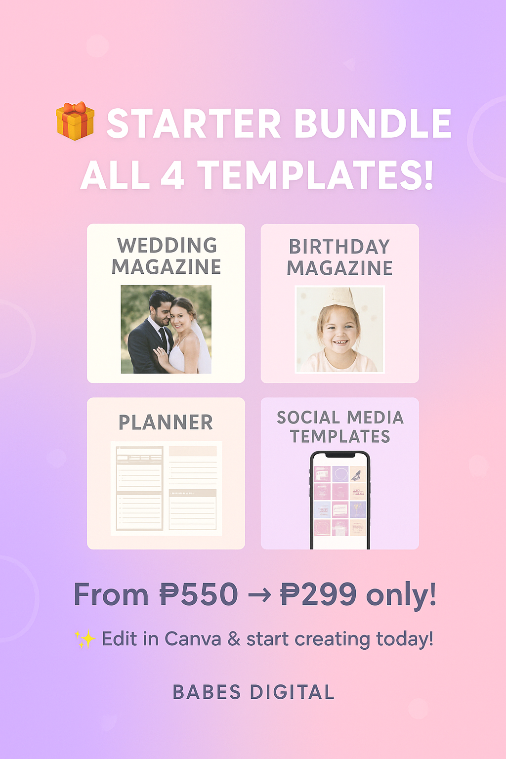 “Canva Template Mega Bundle – Social Media, Wedding Magazines, Birthday Magazine Template & Planners Made Easy”
