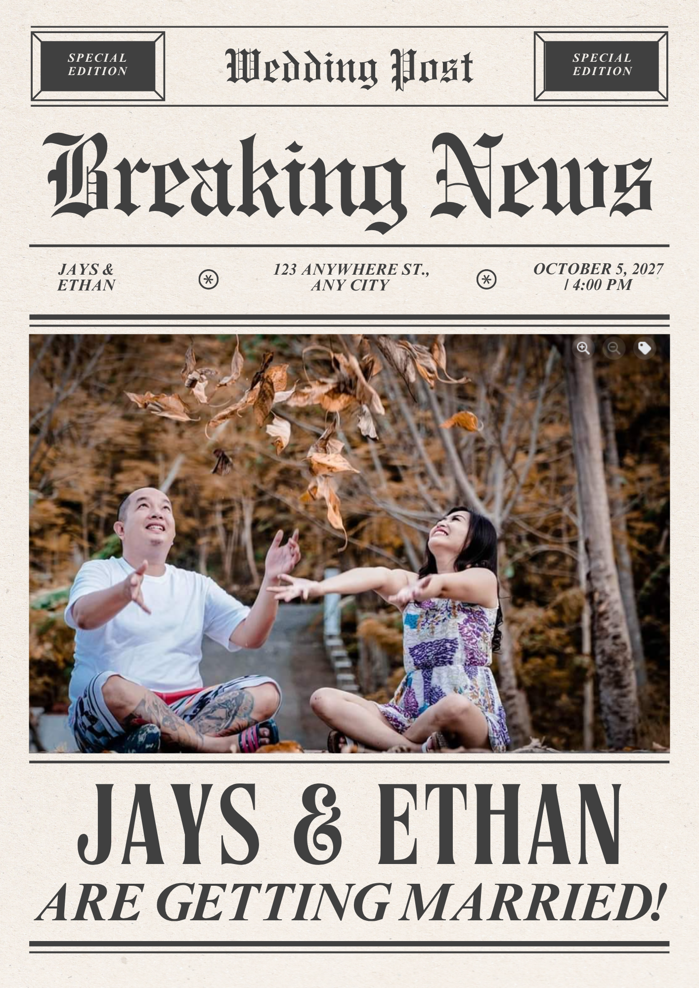 Newspaper Wedding Template Invitation