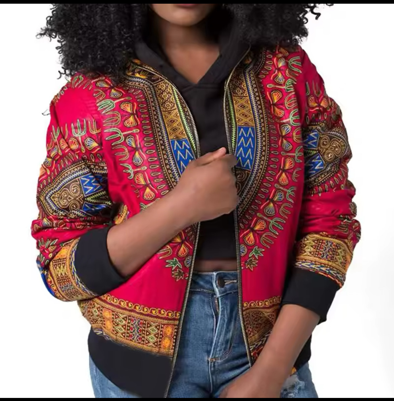 African Print Bomber Jacket