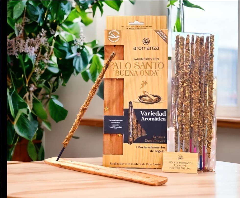 Caja pack Sahumerios Palo Santo Buena Onda Aromanza C/ Porta