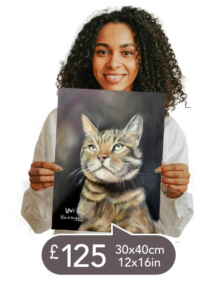 Hand Painted One Pet Portrait in Oils 40cm x 30cm One Pet £125