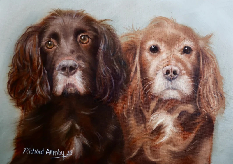 Hand Painted Two Pet Portrait in Oils 40cm x 30cm £165
