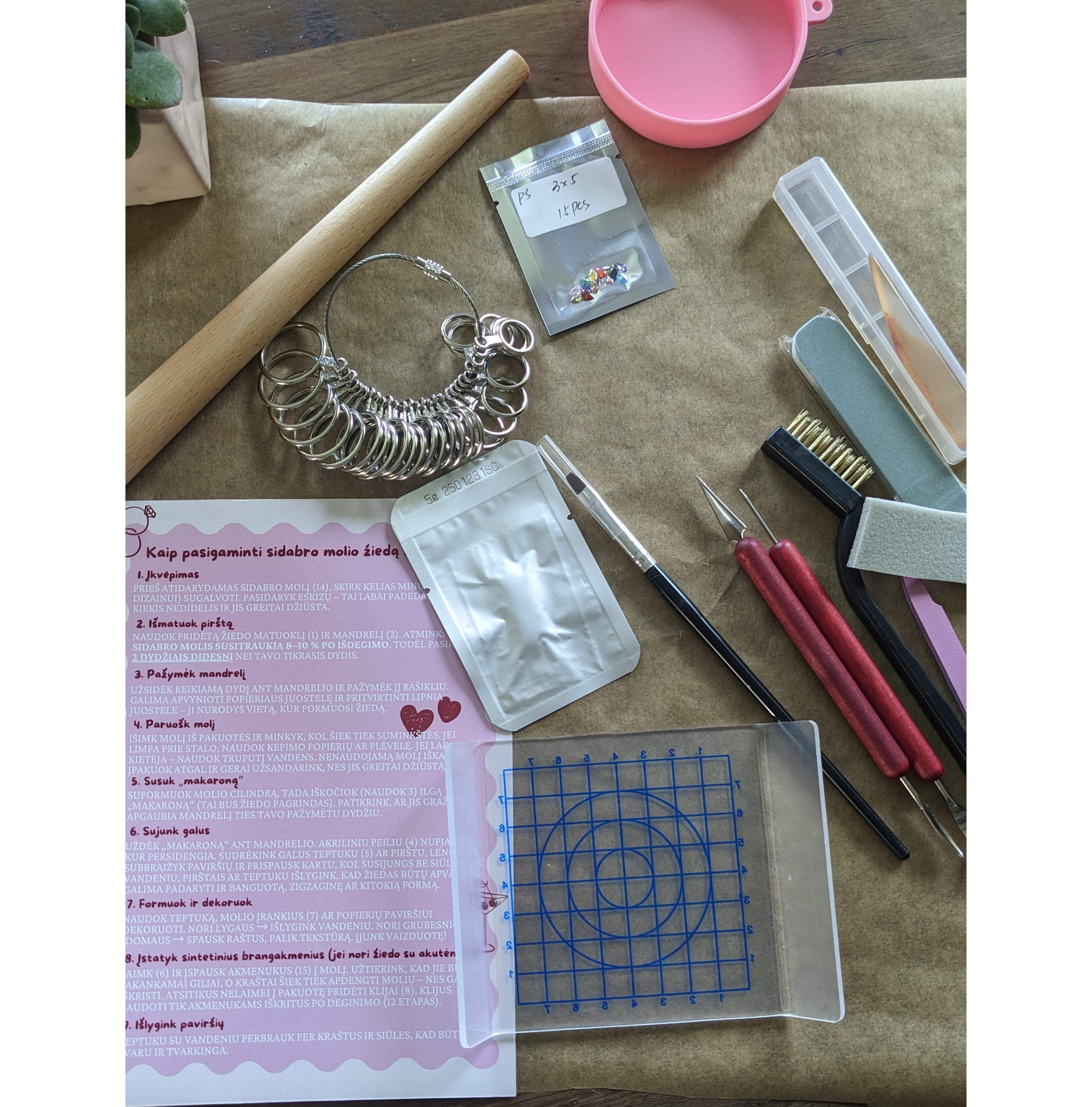 Sidabrinio žiedo rinkinys kūrybai (DIY kit)