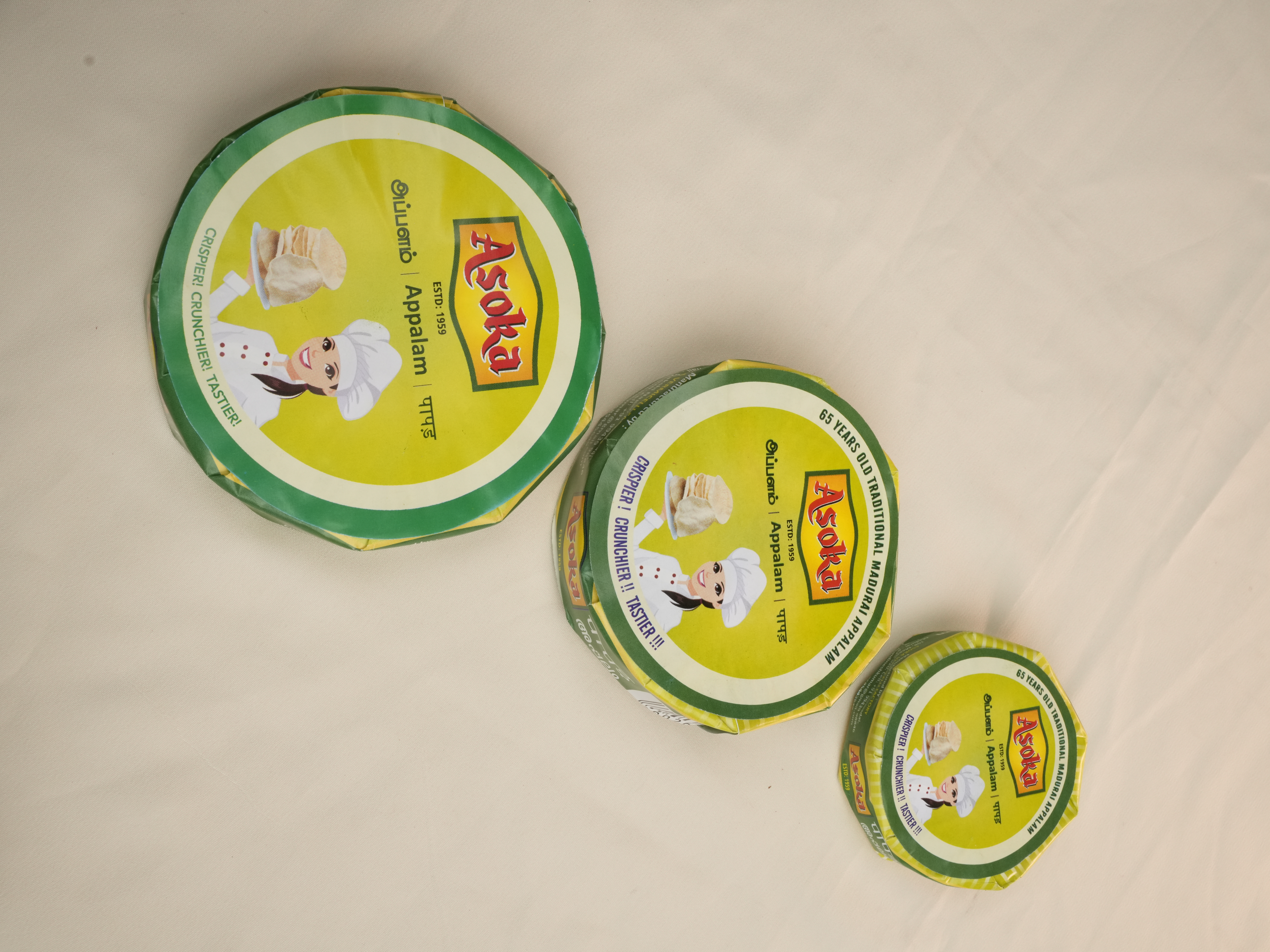 Asoka Appalam Pack Of 3 ( 40gm, 100gm , 150gm )