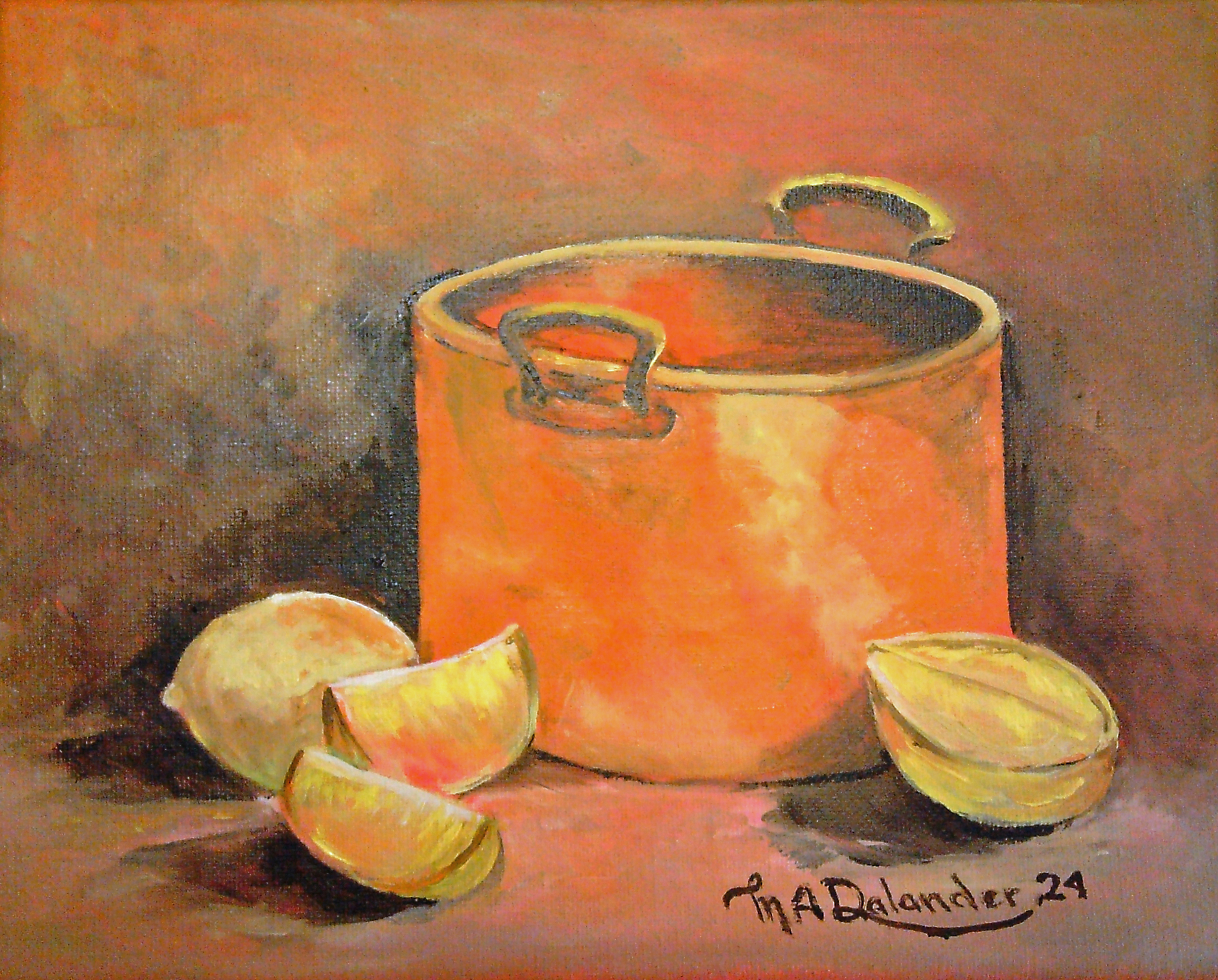 Vintage Copper Pot & Lemons