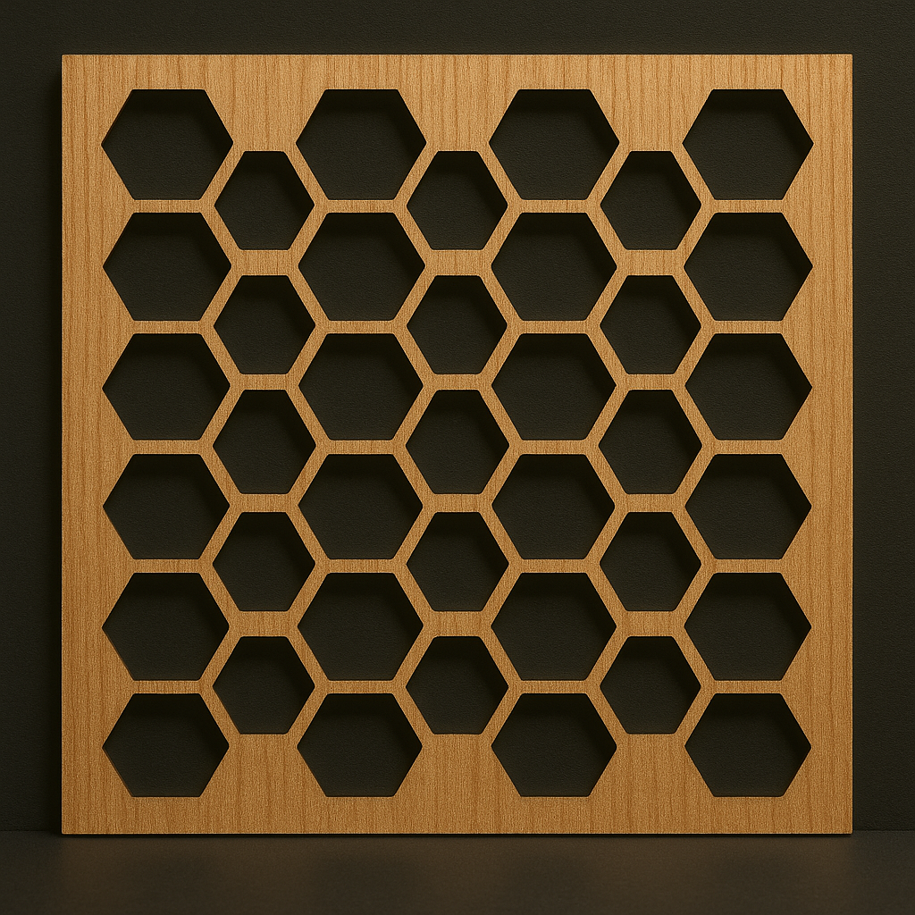Honeycomb Decorative Acoustic Panel (12″ × 12″) — Wood or Acrylic Cover + 2″ Foam Included