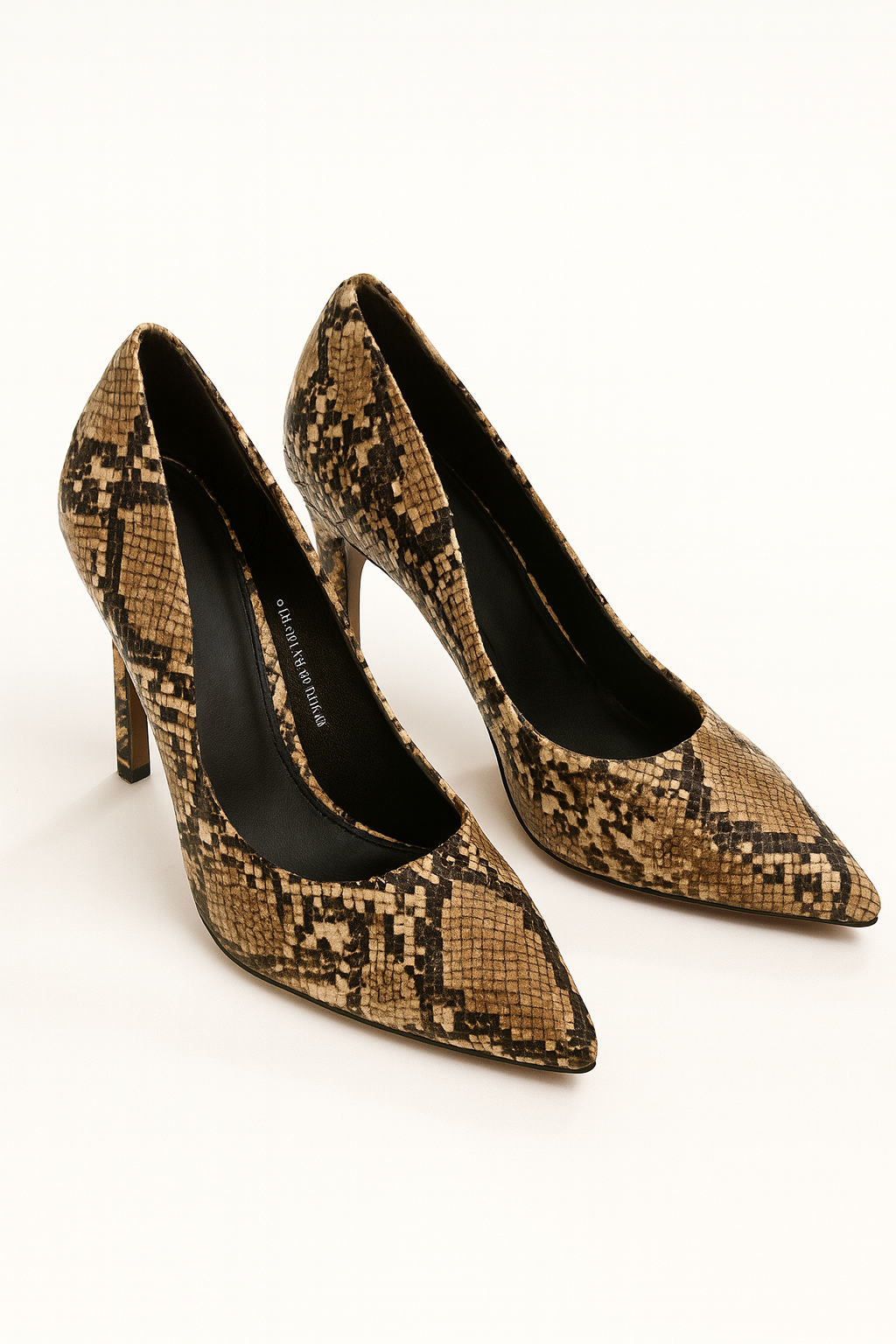 Zapatos de tacón con estampado de serpiente