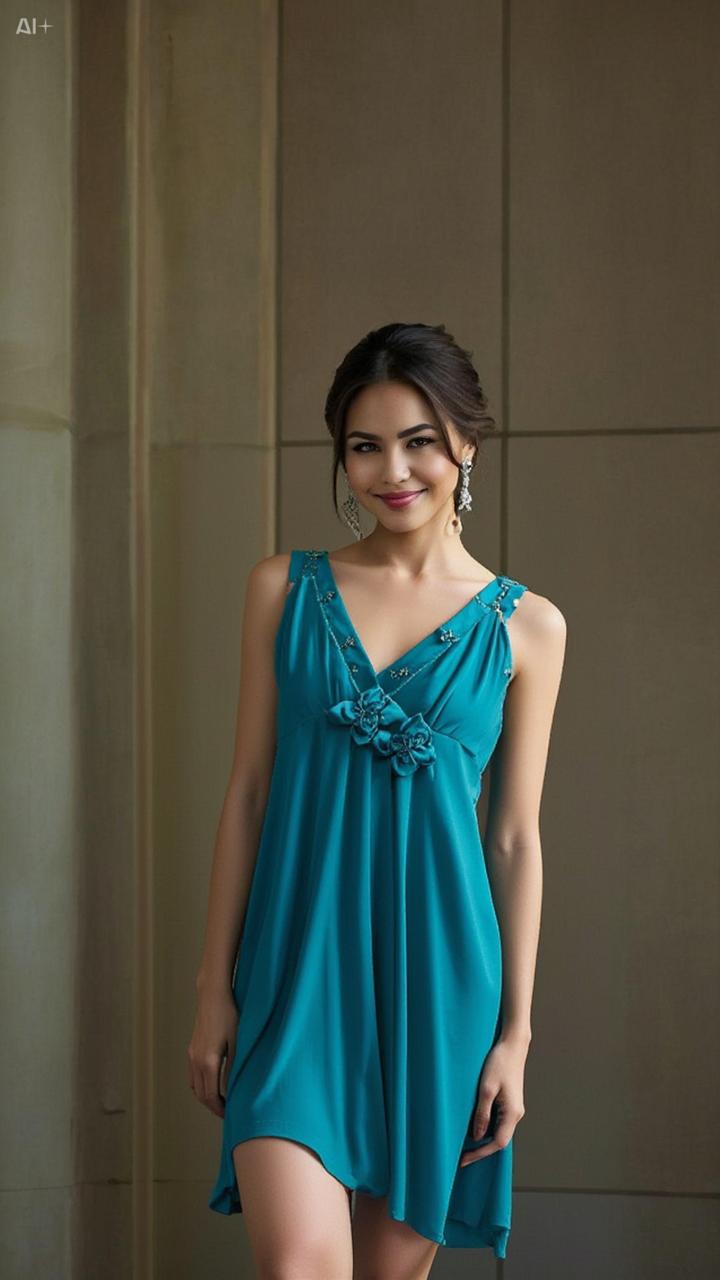 Vestido azul turquesa