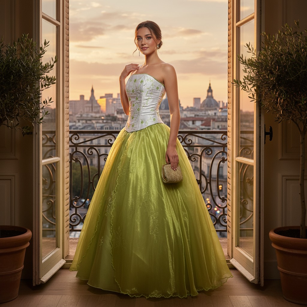 Vestido de gala verde