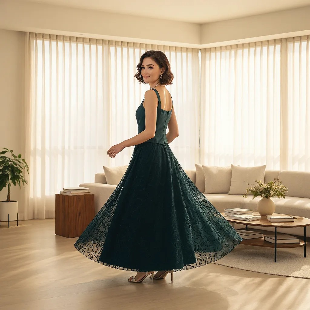 Vestido elegante de encaje verde