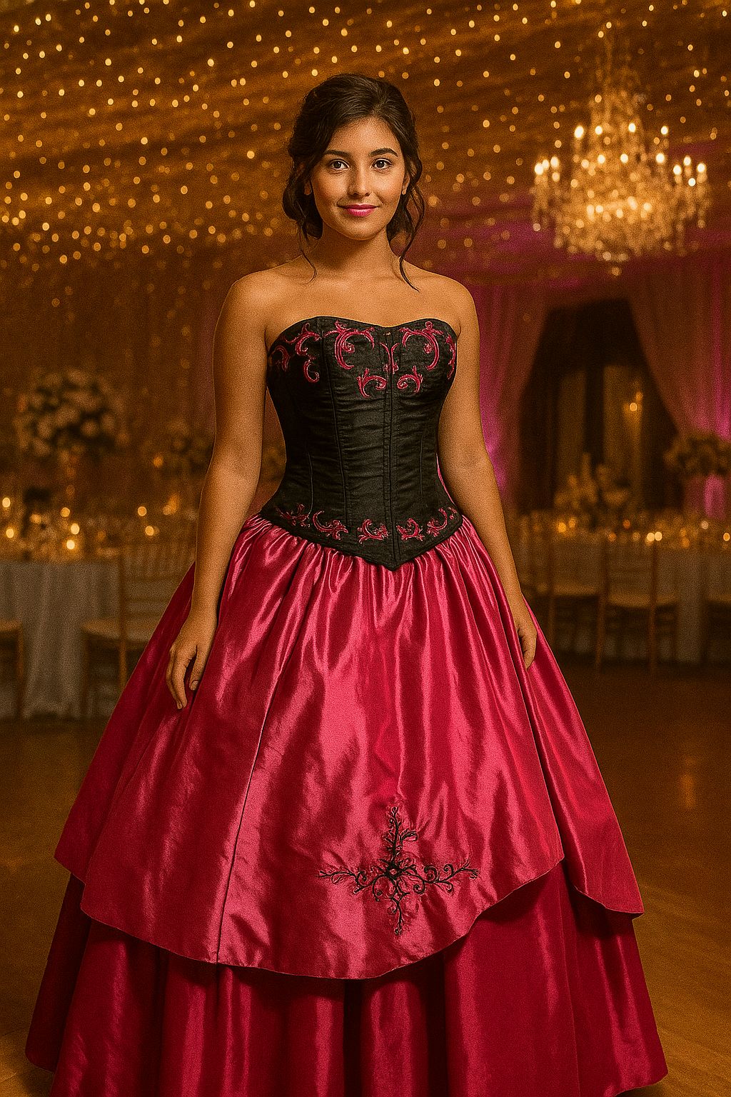 Vestido de gala burdeos