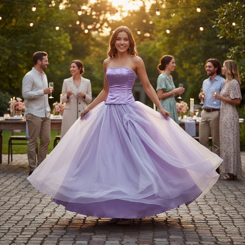 Vestido de gala lavanda