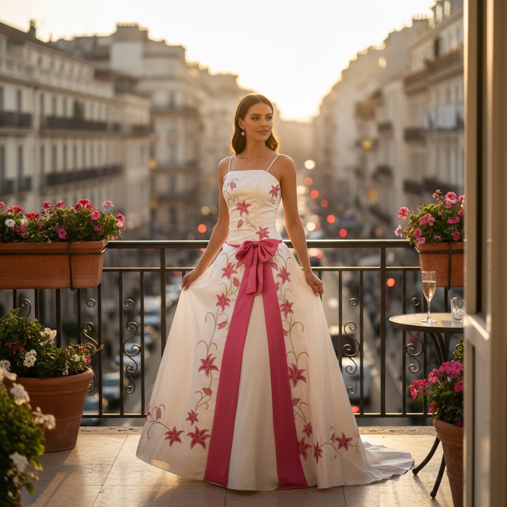 Vestido de gala floral