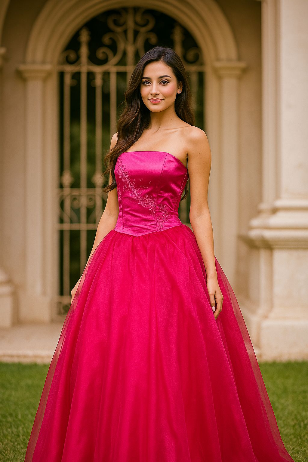 Vestido de fiesta rosa fucsia