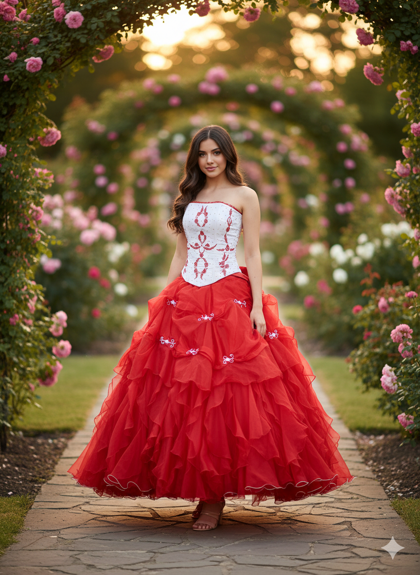 Vestido de quinceañera rojo