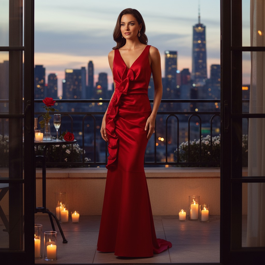 Vestido de noche rojo elegante