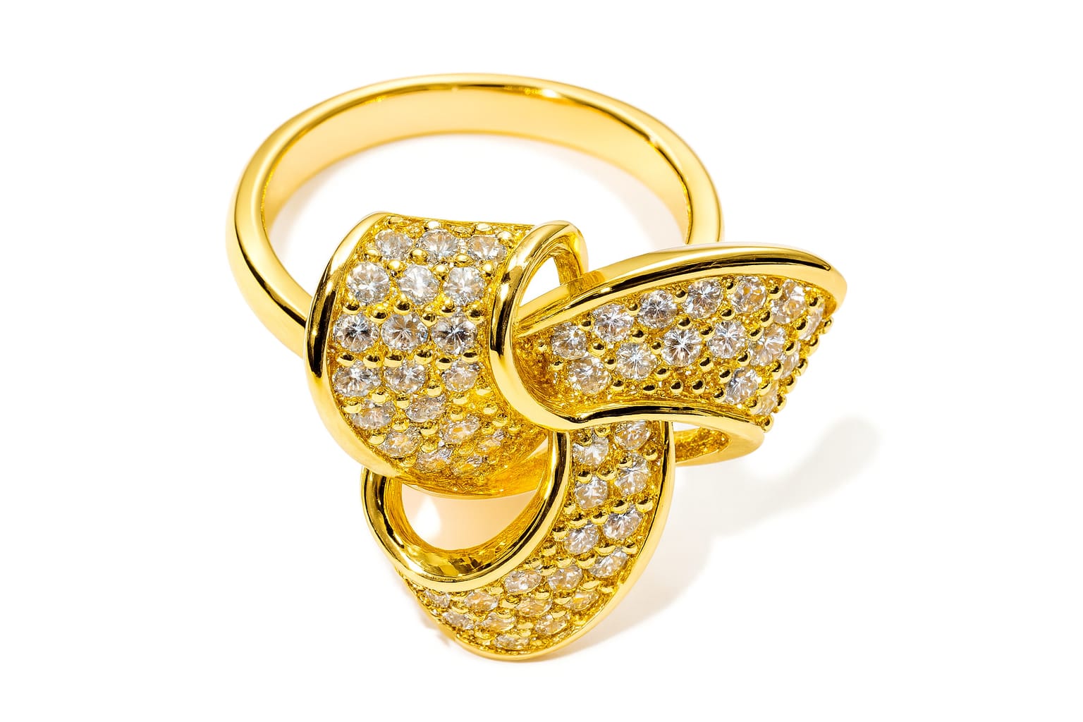 RIFA: Anillo DE CÓCTEL dorado, con CIRCONES