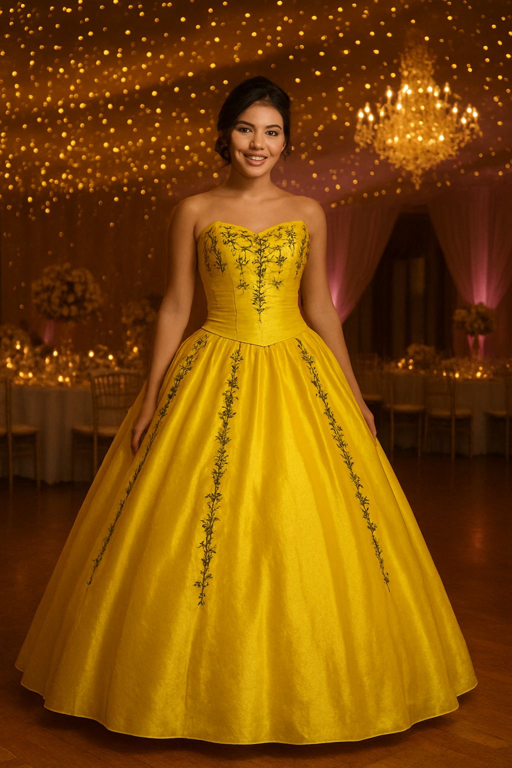Vestido de quinceañera amarillo
