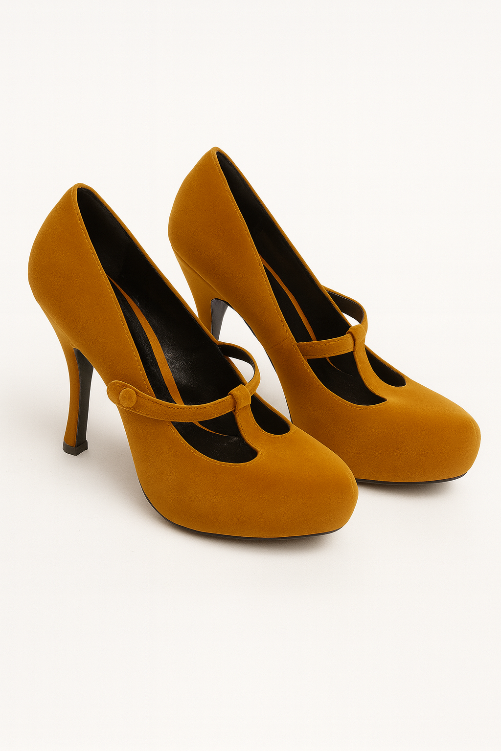 Zapatos de tacón alto color mostaza