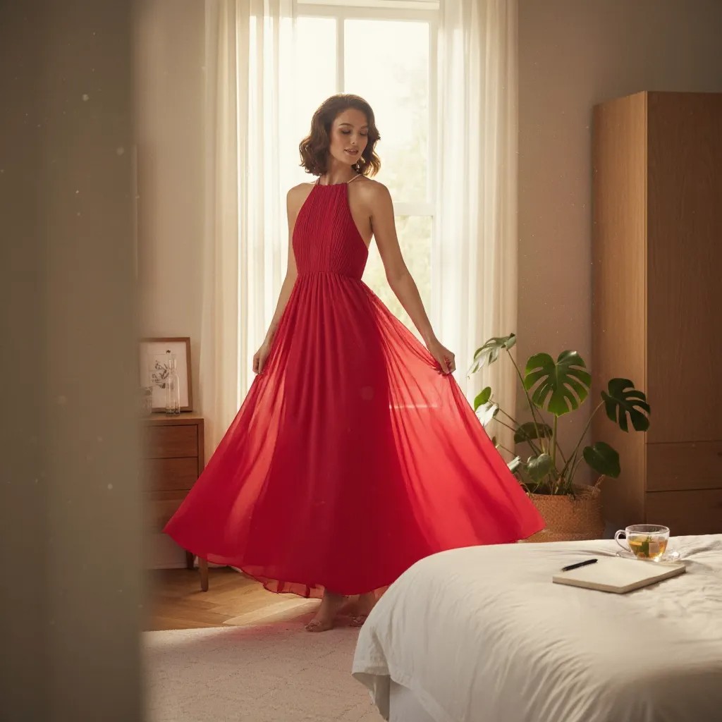 Vestido largo rojo elegante