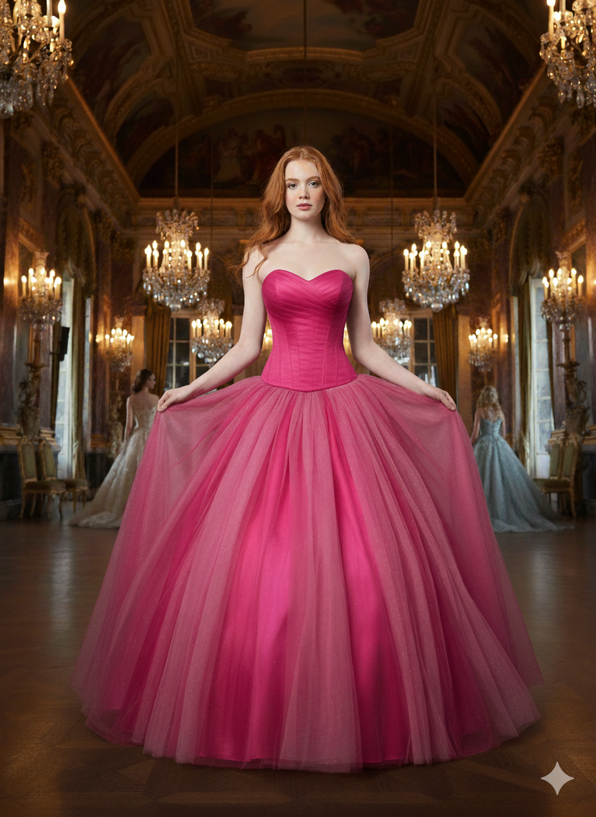 Vestido de gala rosa fucsia