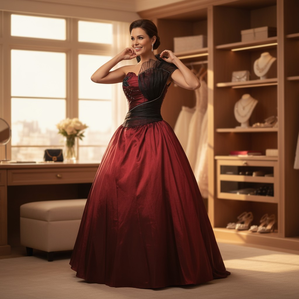 Vestido de gala burdeos