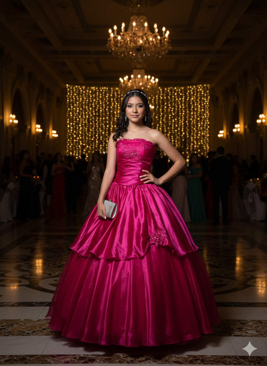 Vestido de gala fucsia